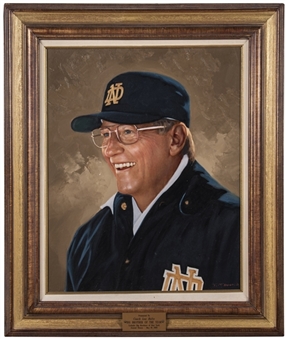1993 Original Painting On Canvas By Tommy McDonald of Lou Holtz Presented As Big Brother of the Year Framed To 23 x 27" (Holtz LOA)